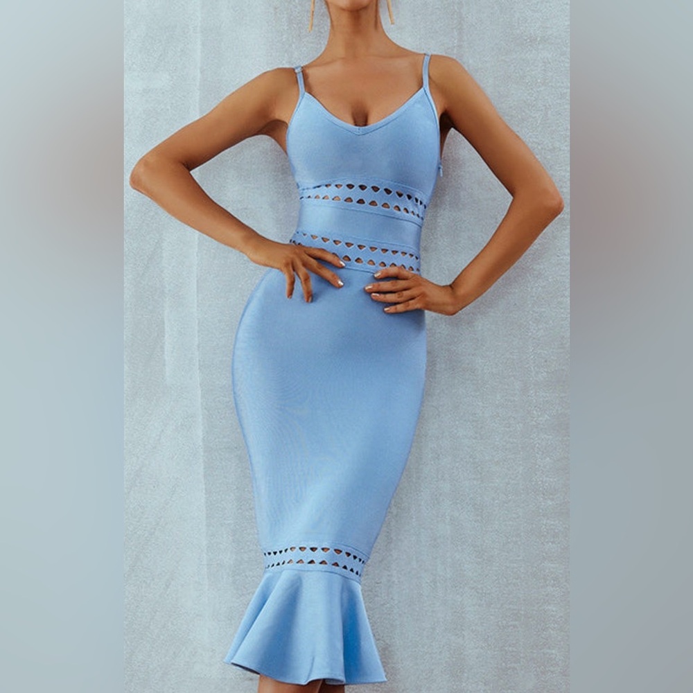 Chic Sky Blue Midi Dress